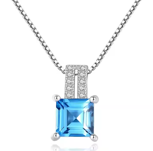 Blue Topaz Perfection Pendant in 925 Sterling Silver (2 carat)