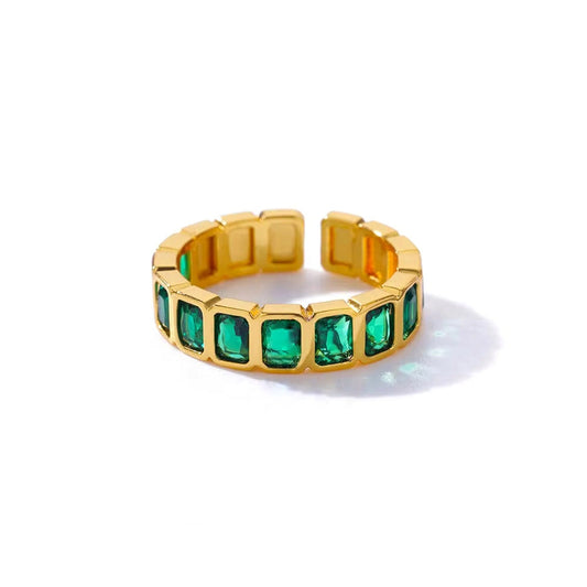 Emarald Zircon Ring (adjustable